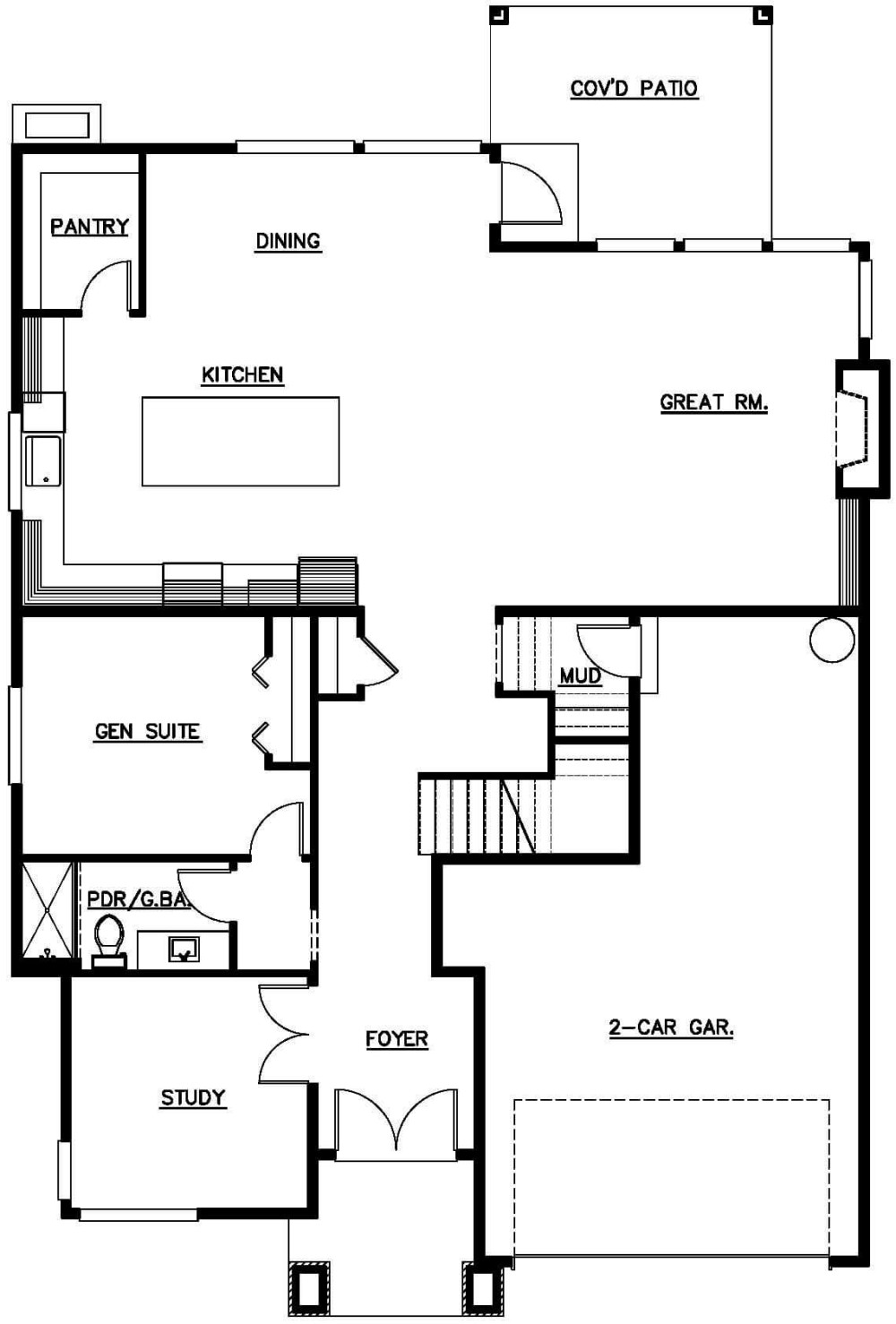 Main Floor floorplan for the Eveleigh - Lot 7 home