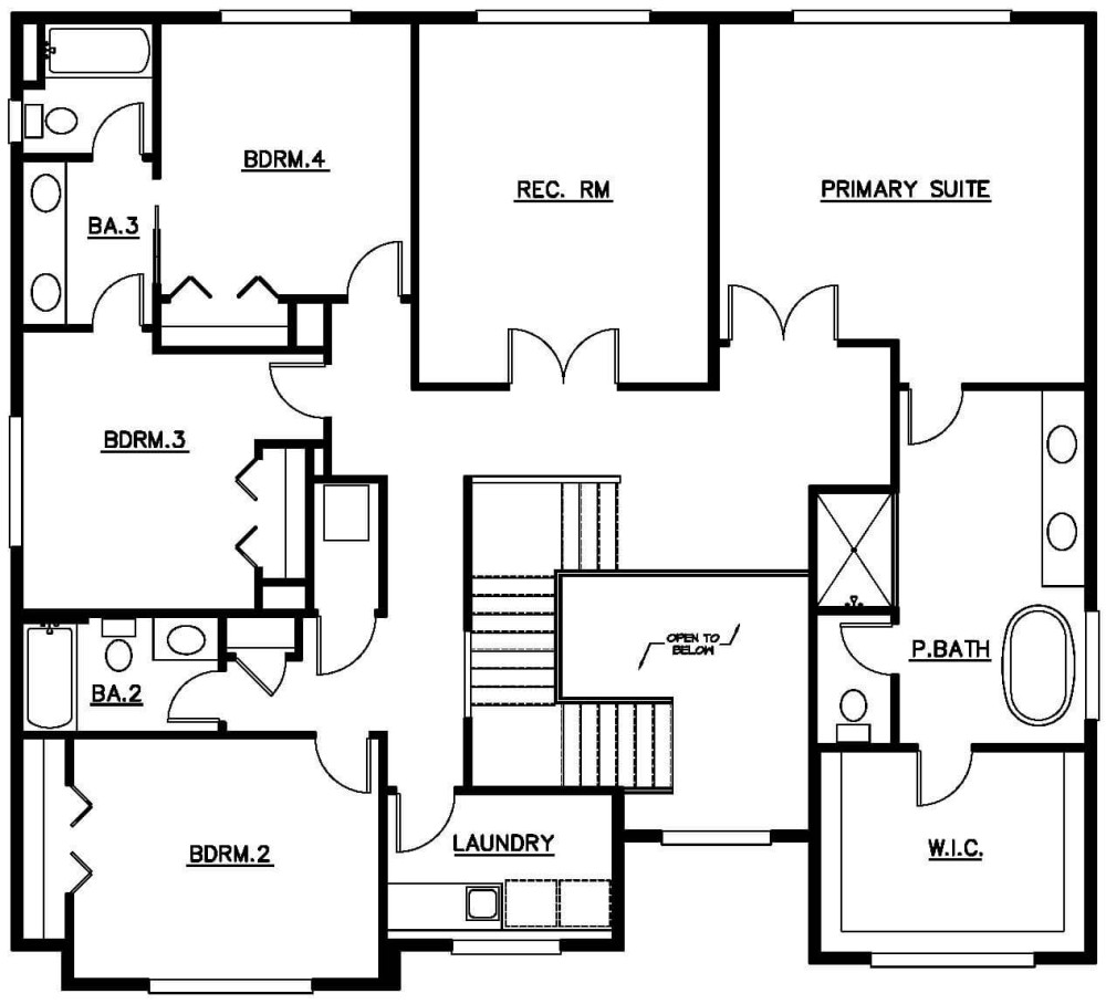 Upper Floor Plan floorplan for the Milford - Lot 5 home