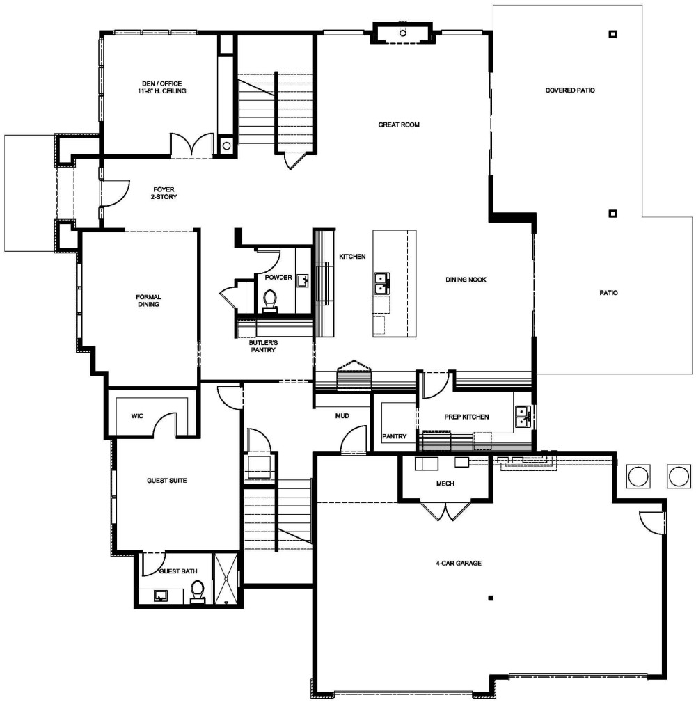 Main Floor Plan floorplan for the Belvedere - Lot 3 home