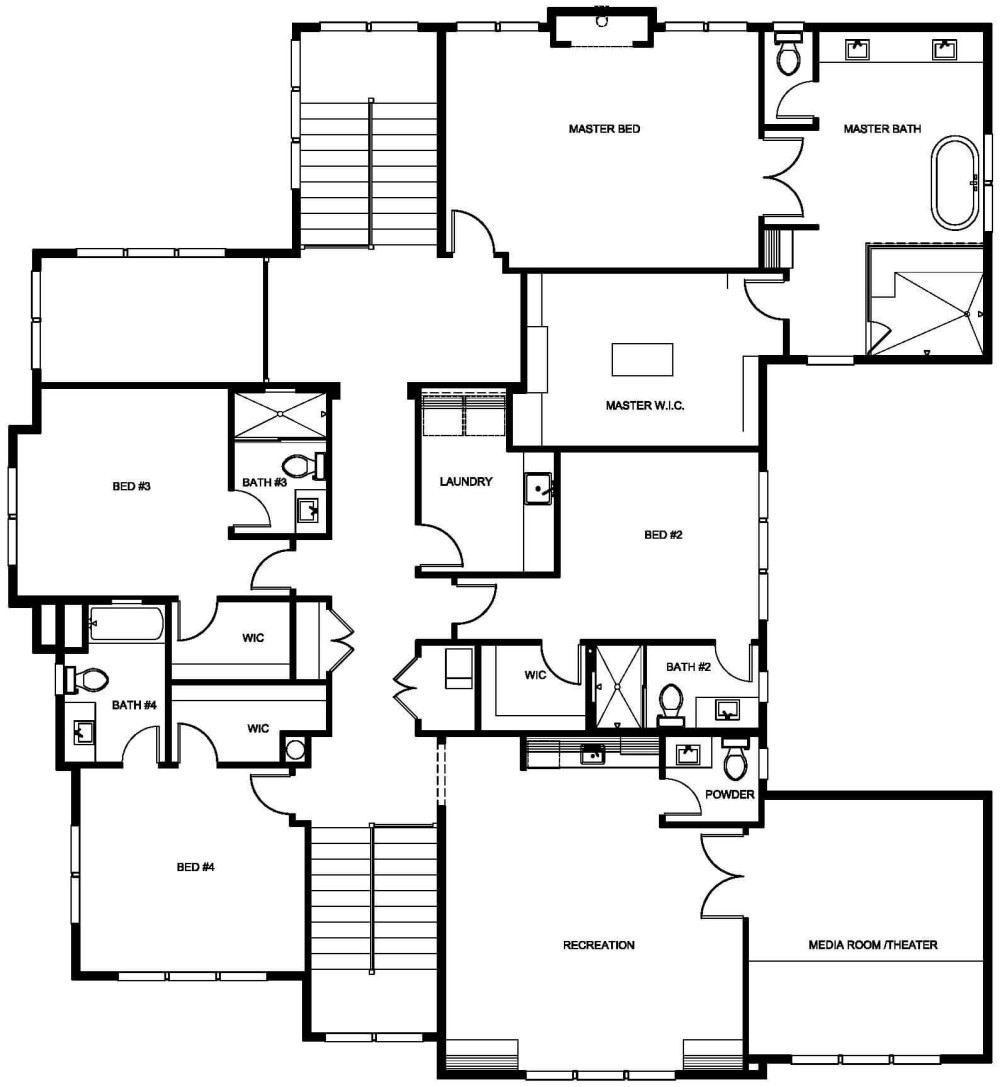 Upper Floor Plan floorplan for the Belvedere - Lot 3 home