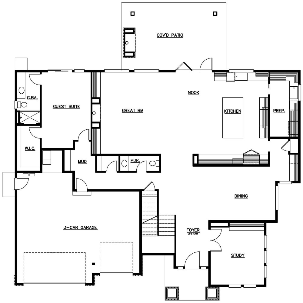 Main Floor floorplan for the Brookline -  Lot 16 home