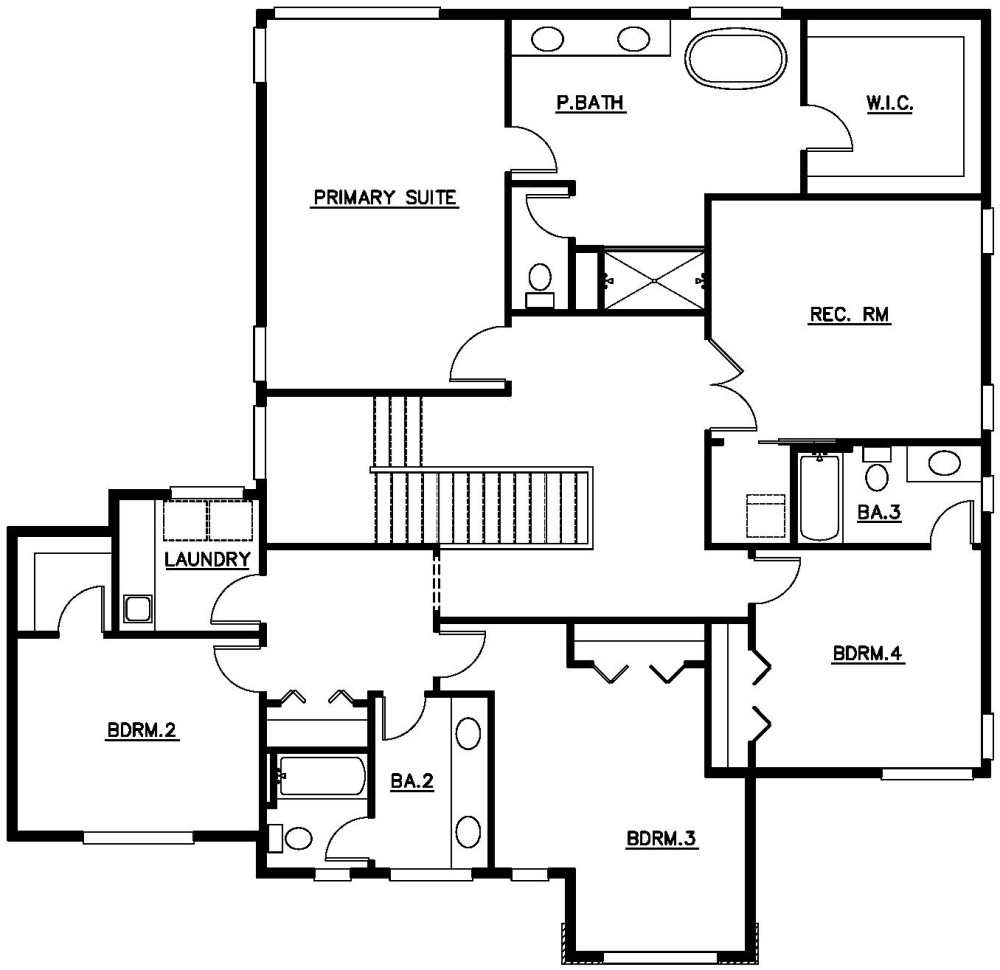 Upper Floor Plan floorplan for the Carrington - Lot 2 home