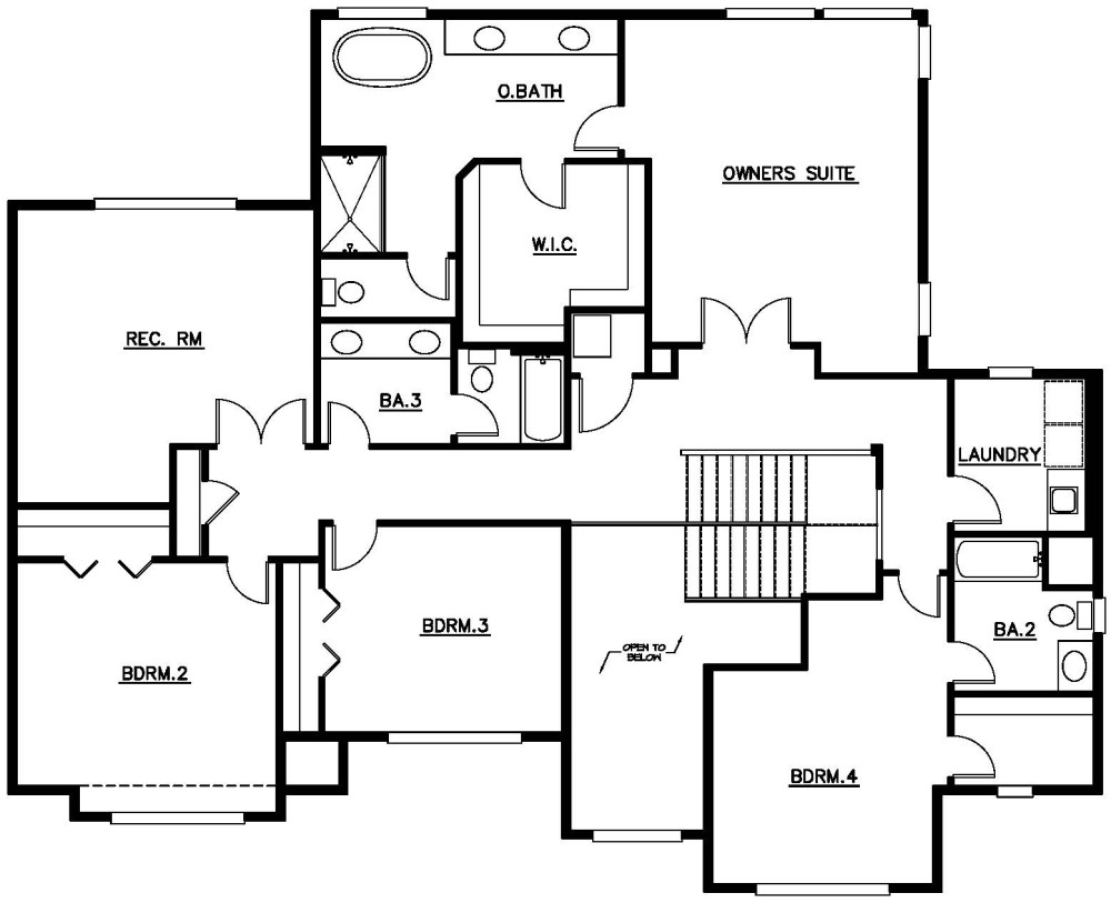 Upper Floor Plan floorplan for the Seville III - Lot 13 home
