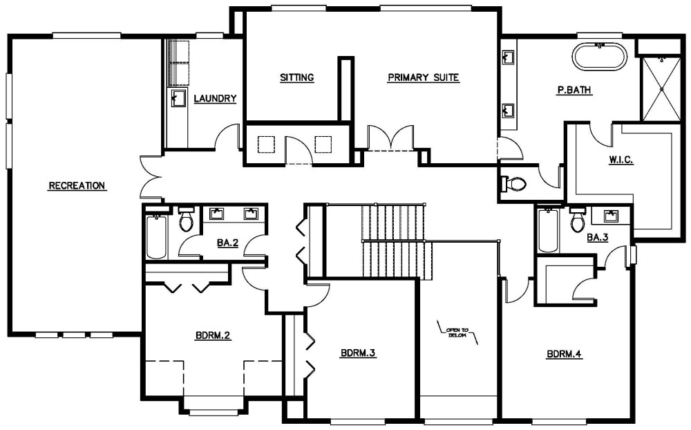 Upper Floor Plan floorplan for the Cedar - Lot 3 home